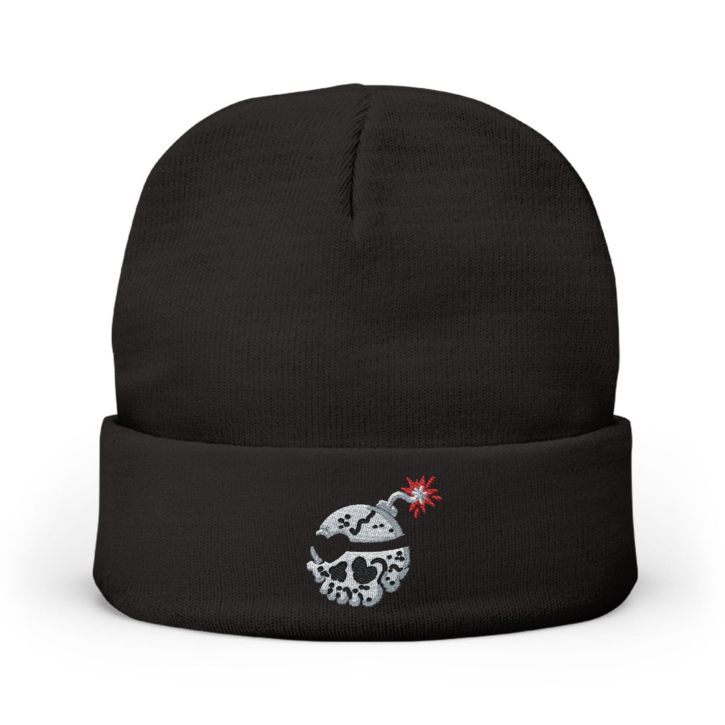 Embroidered Bomb Bomb Knit Beanie — Punk Streetwear Winter Hat