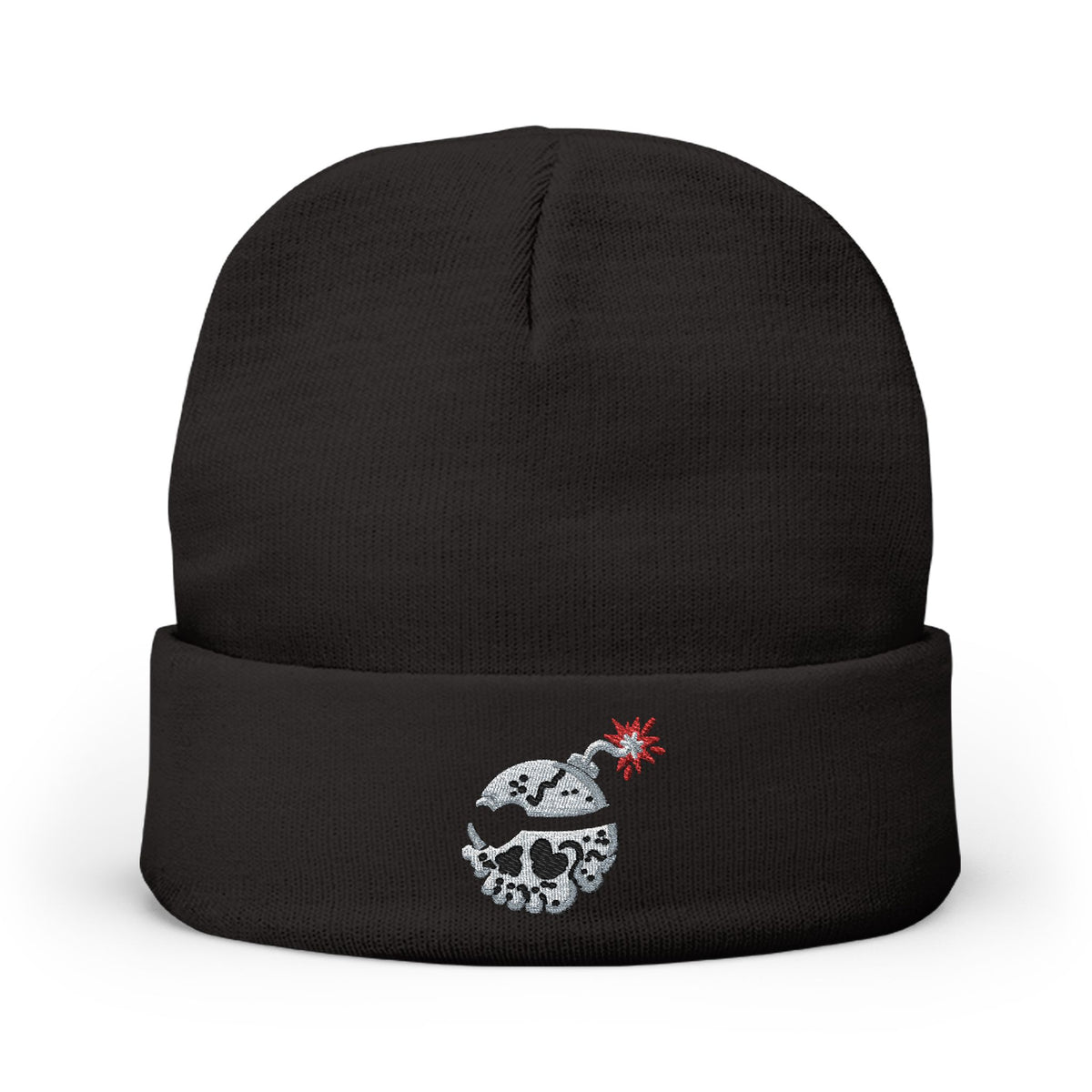 Embroidered Bomb Bomb Knit Beanie — Punk Streetwear Winter Hat