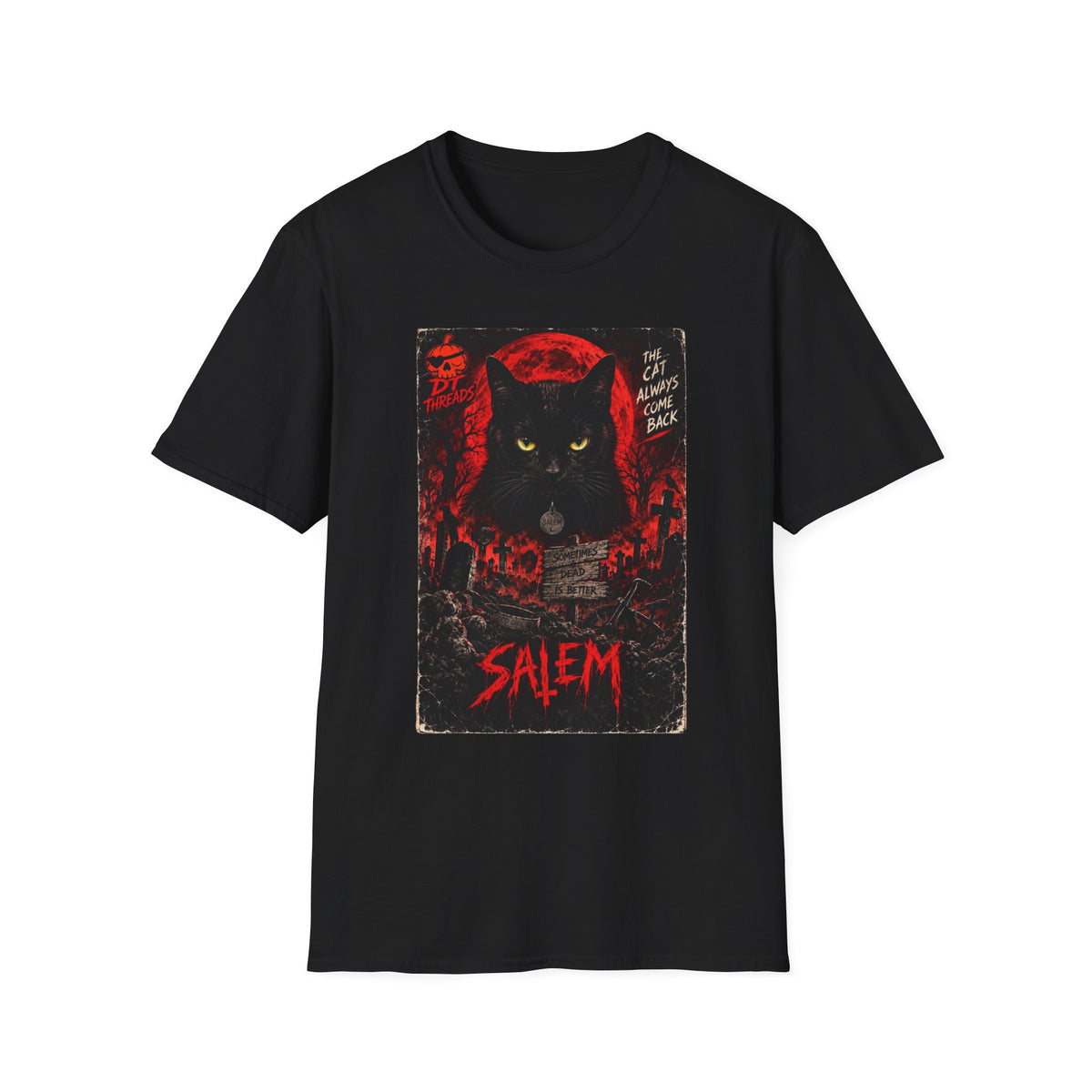 Salem Witch Cat T-Shirt — Retro Horror Black Cat Graphic Tee
