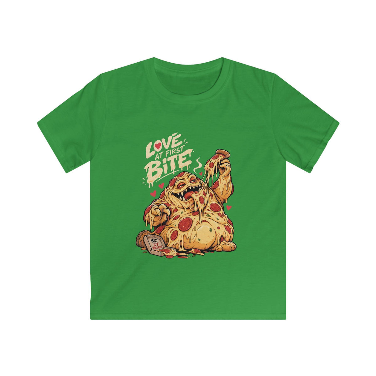 Kids T‑Shirt — "Love at First Bite" Pizza Monster Graphic Tee