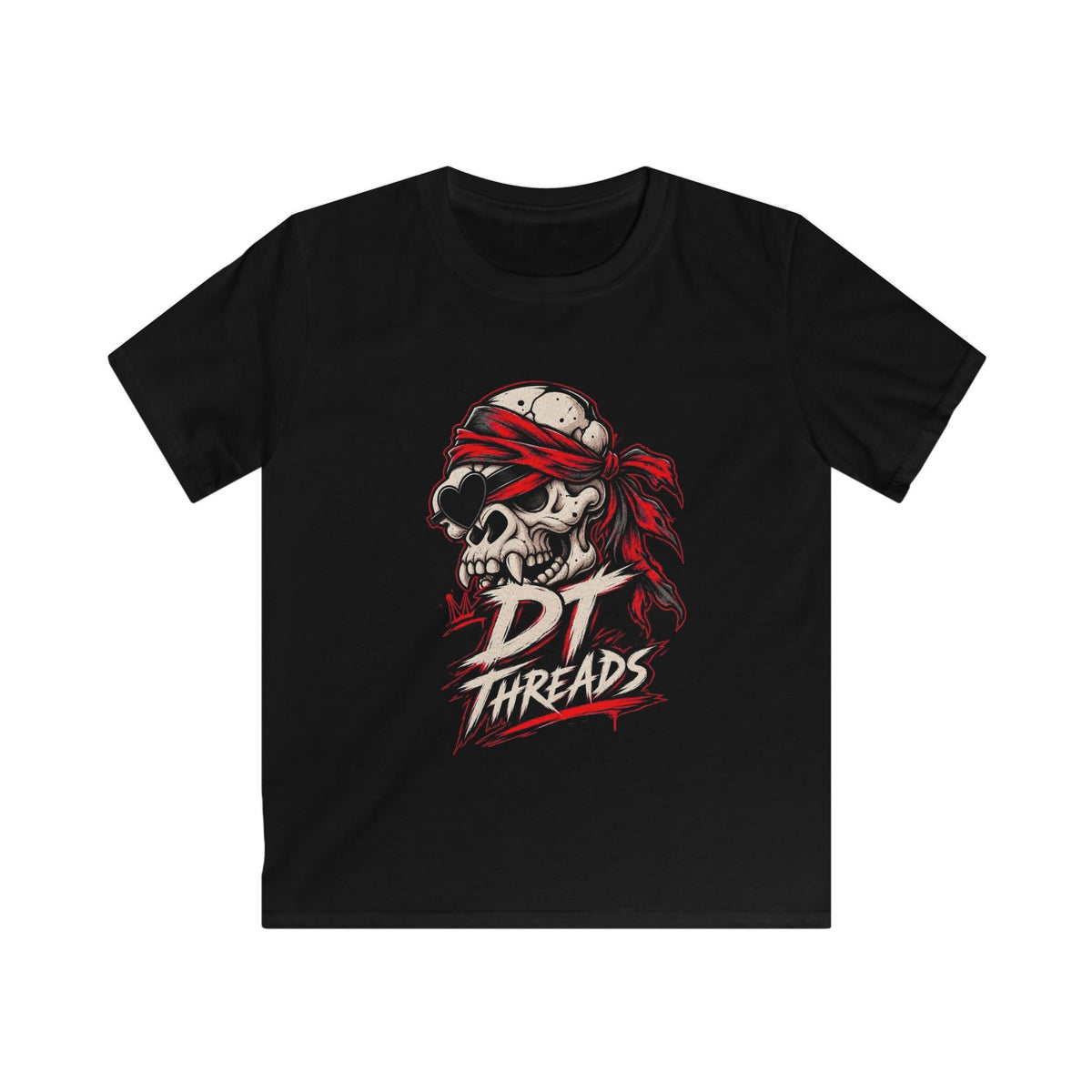 KIDS T-SHIRT — Red Bandana Gorilla Skull 'DT Threads' Graphic