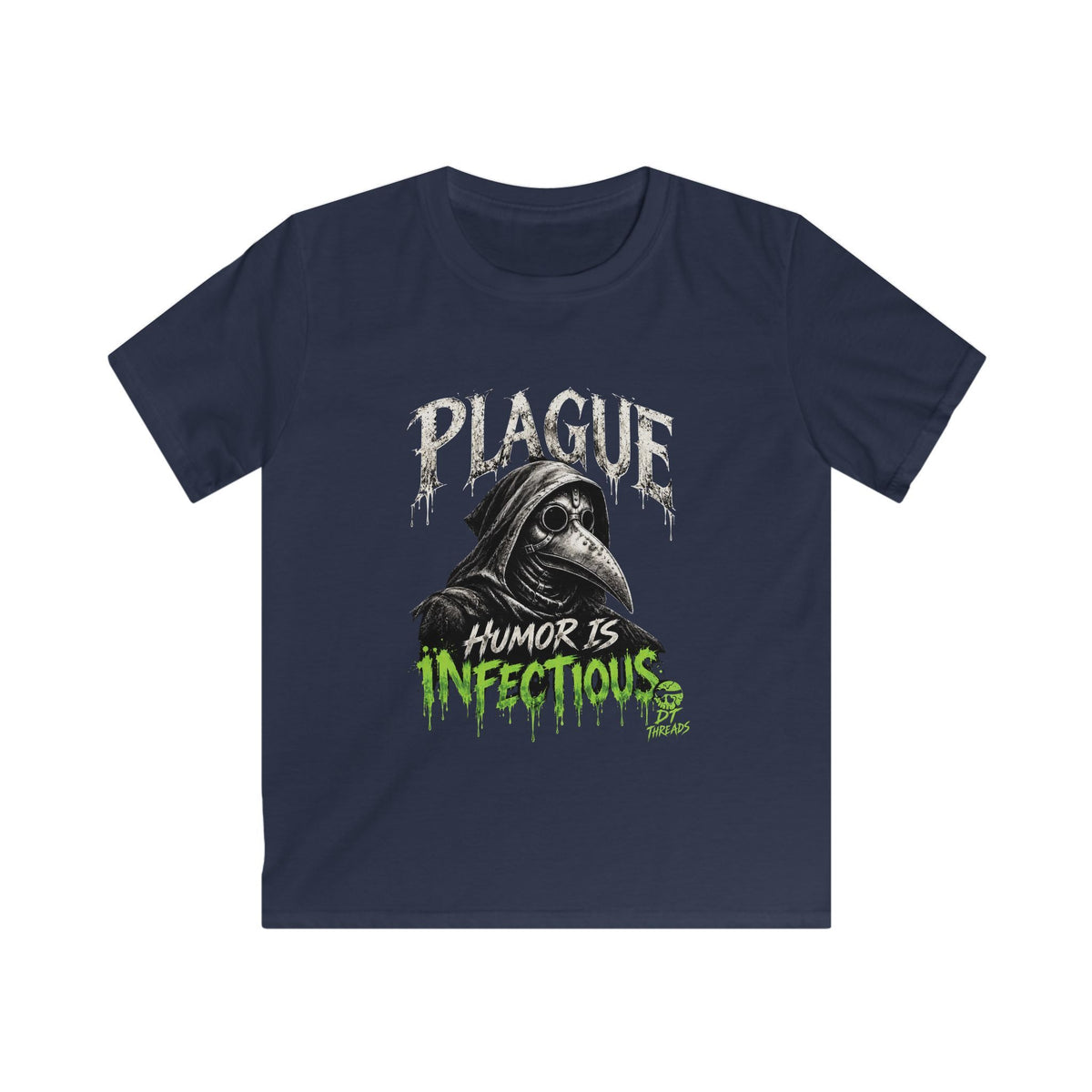 Kids T-Shirt — 'Plague: Humor Is Infectious' Gothic Plague Doctor Graphic Shirt
