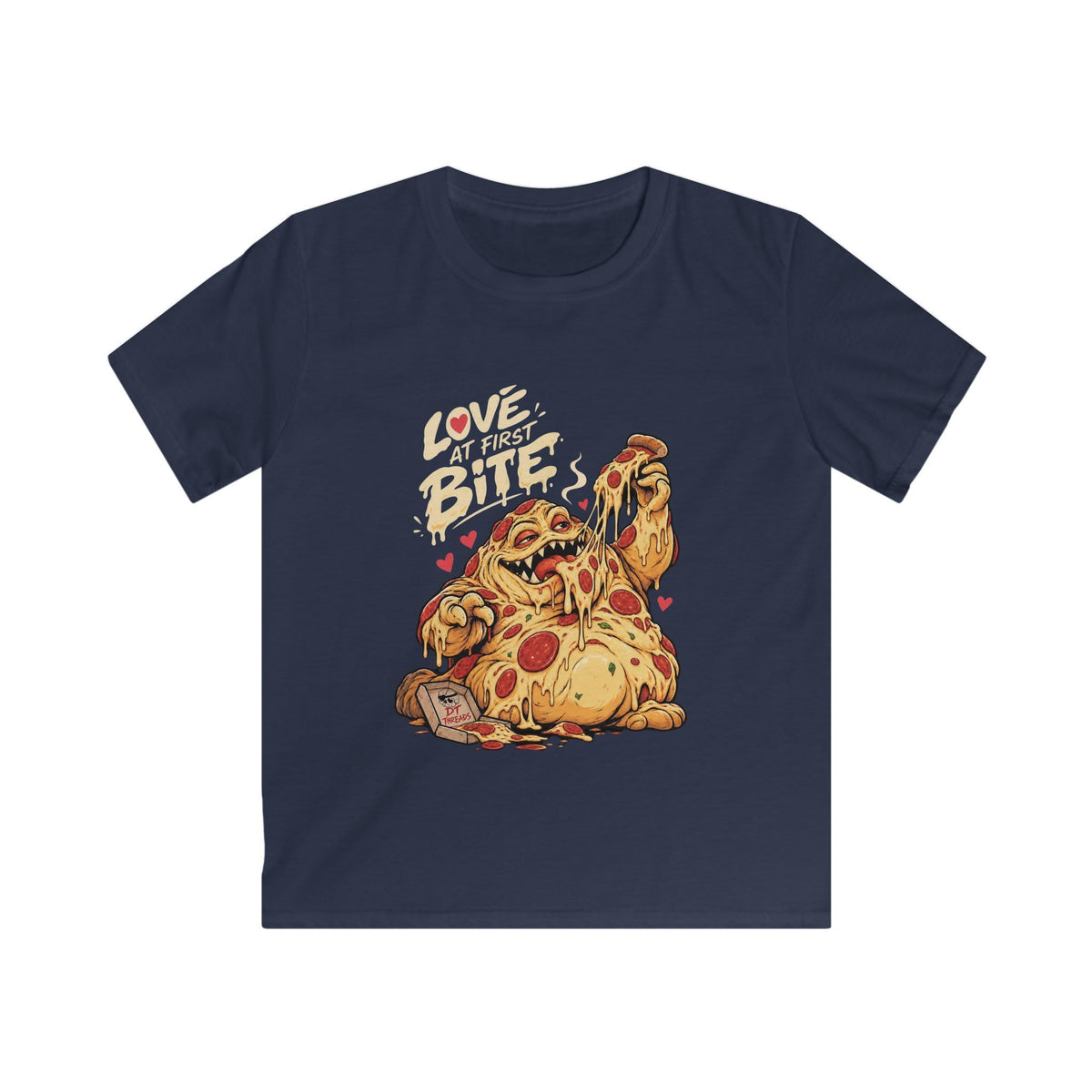 Kids T‑Shirt — "Love at First Bite" Pizza Monster Graphic Tee