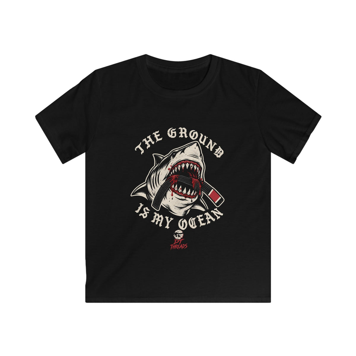 Kids T-Shirt — The Ground Is My Ocean Great White Shark Graphic Tee