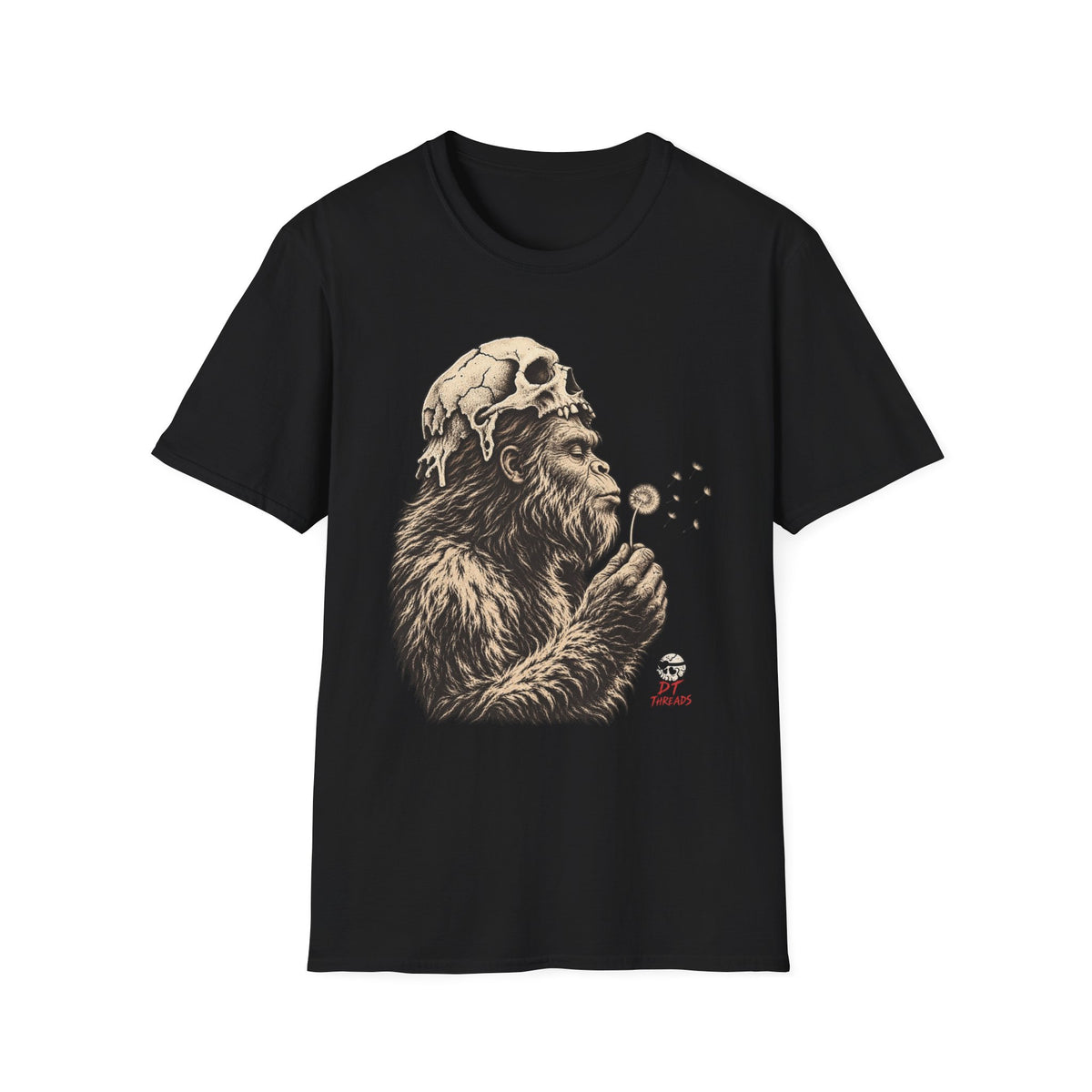 Bigfoot Skull Flower Tee — Vintage Ape Skull Graphic T-Shirt