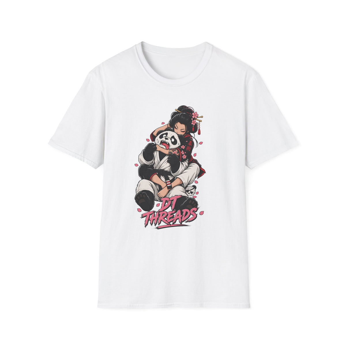 Geisha Choking Panda T-Shirt — Cute Japanese Anime Style Tee