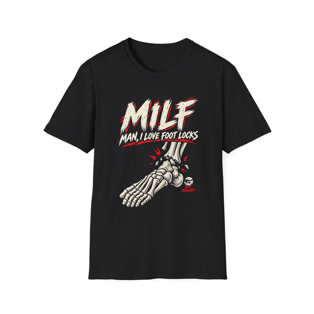 MILF Foot Locks T-Shirt — 'Man, I Love Foot Locks' BJJ Skeleton Tee