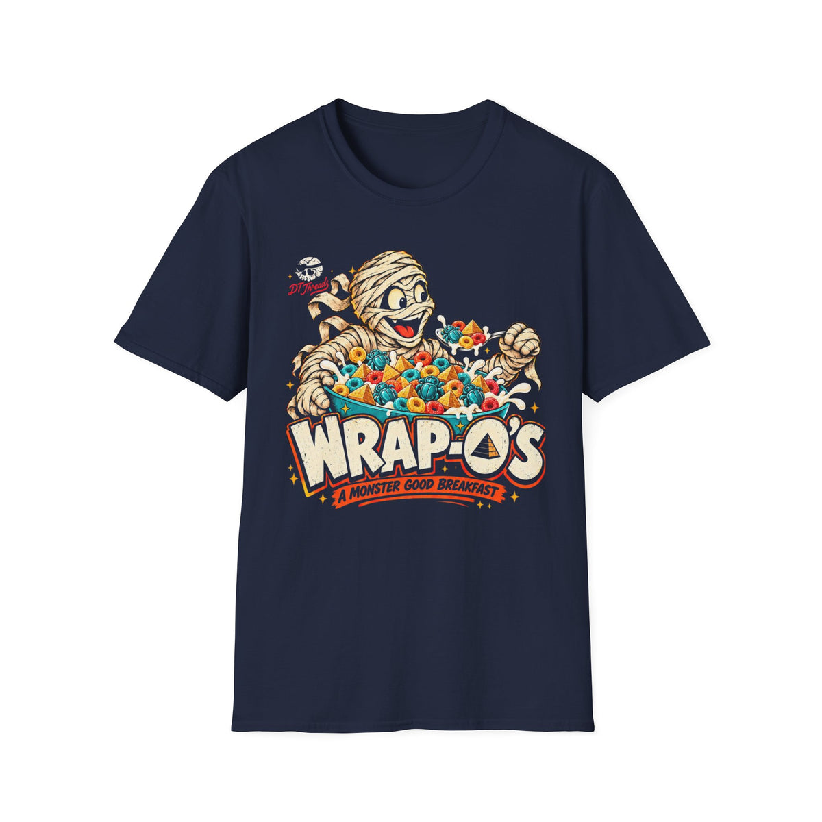 Mummy “Wrap-O's” Cereal Tee — Retro Halloween Monster Breakfast T-Shirt