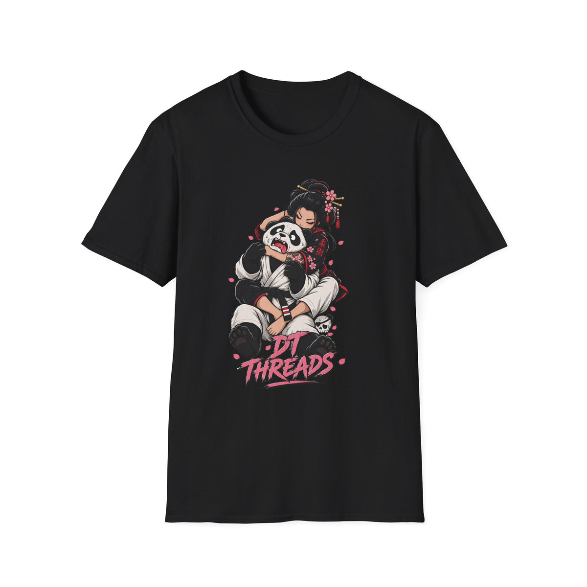 Geisha Choking Panda T-Shirt — Cute Japanese Anime Style Tee