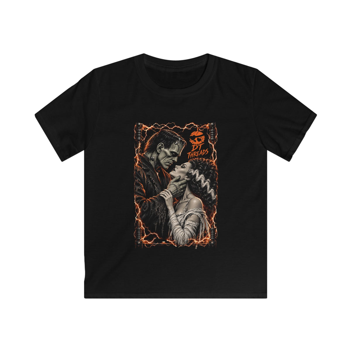 Kids T-Shirt - Vintage Bride & Frankenstein Kiss Graphic
