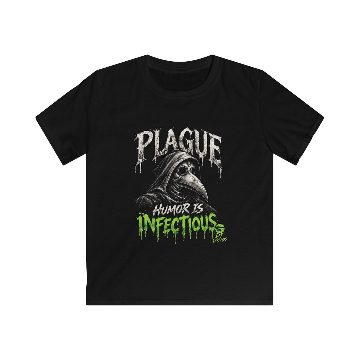Kids T-Shirt — 'Plague: Humor Is Infectious' Gothic Plague Doctor Graphic Shirt