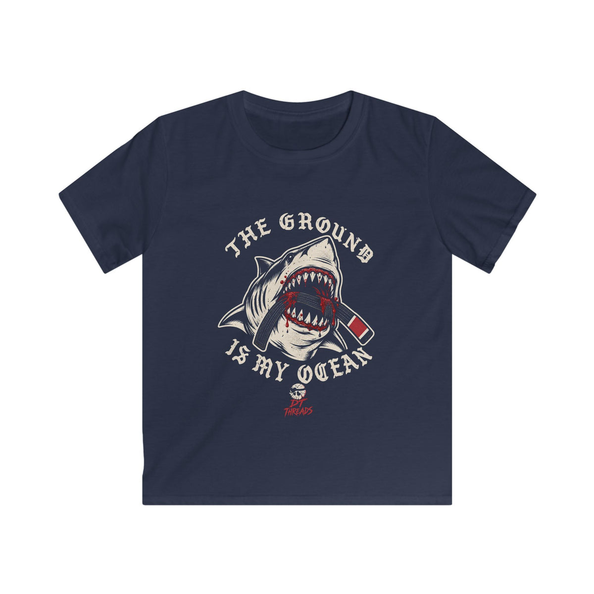 Kids T-Shirt — The Ground Is My Ocean Great White Shark Graphic Tee