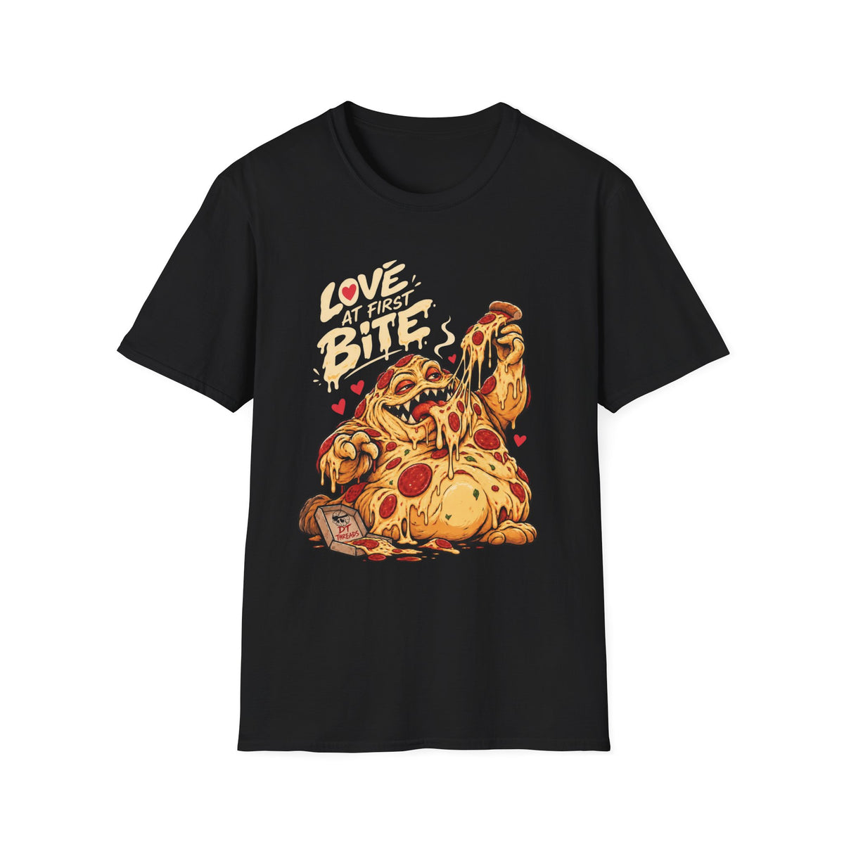 Pizza Monster T-Shirt — "Love at First Bite" Graphic Tee