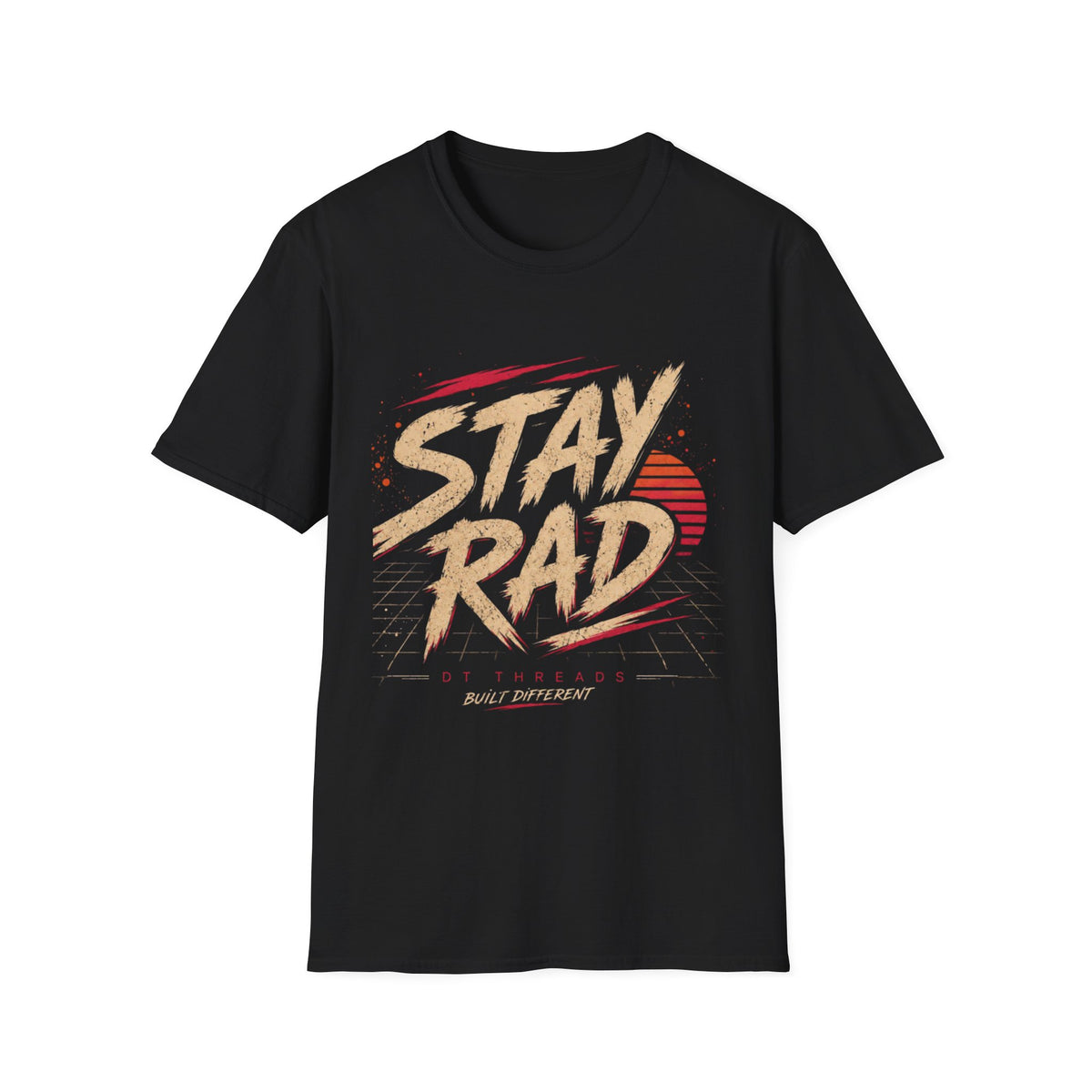 Stay Rad Retro Graphic T-Shirt — Vintage Sunset Skate Tee