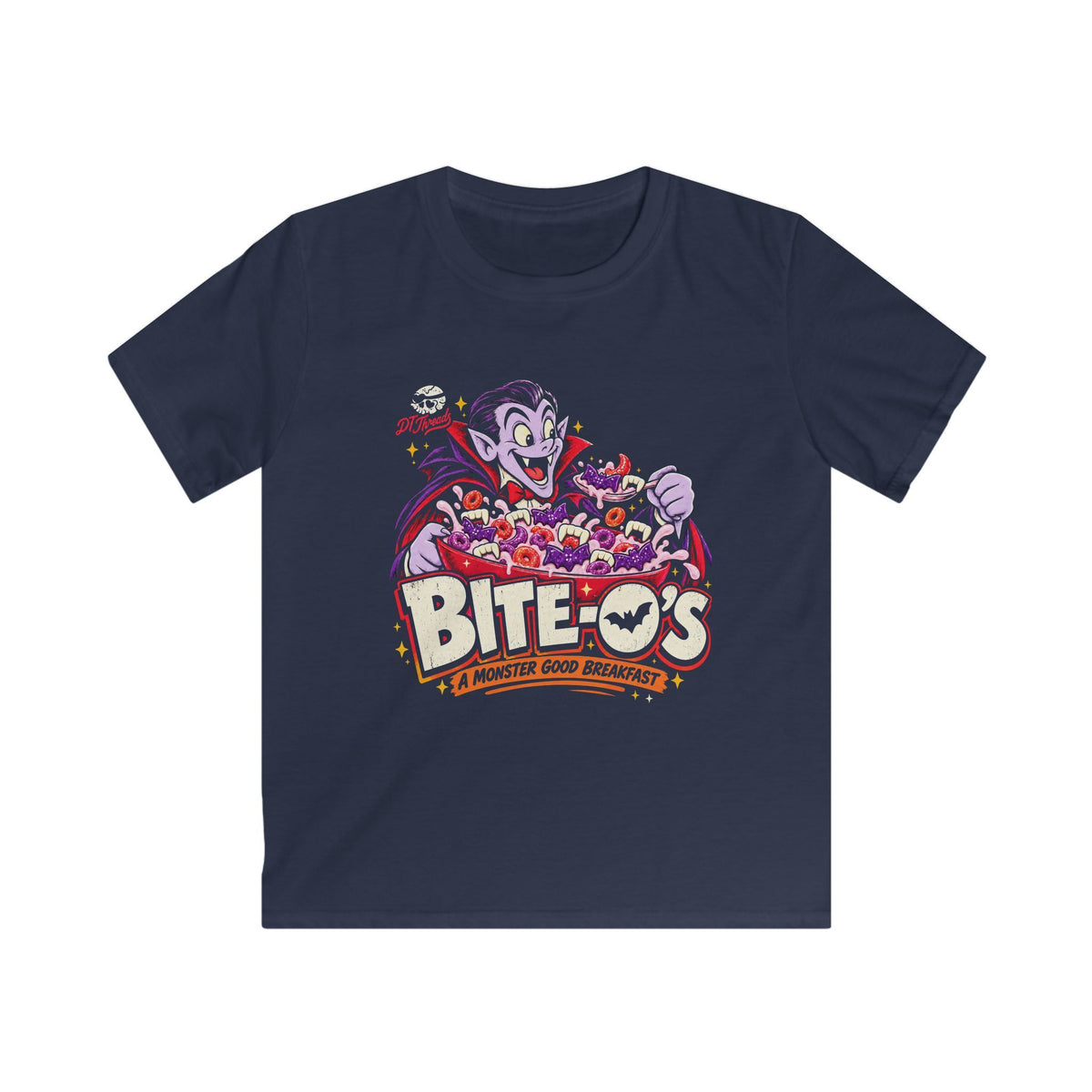 Kids T-Shirt — Bite-O's Monster Good Breakfast Retro Cartoon Graphic