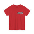 Red Auto parts shirt with a graphic of a ghost and text on a white background