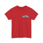 Red Auto parts shirt with a graphic of a ghost and text on a white background