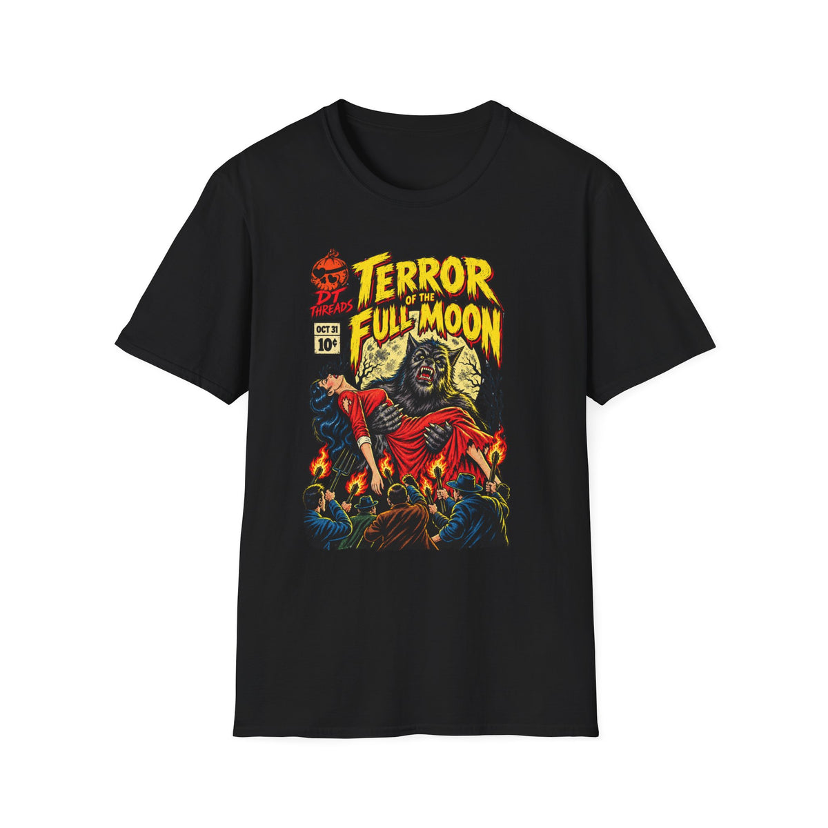 Terror of the Full Moon - Halloween Comic Style Graphic Tee